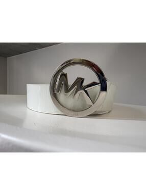 Michael Kors White Pleather Belt / Medium / Fantastic buckle!